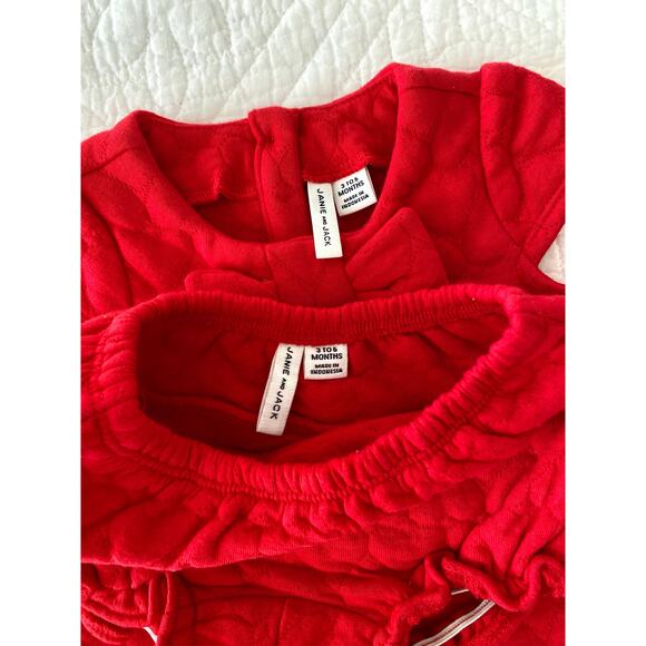 Janie and Jack Baby Girl Quilted Valentine's Day Red Heart Bow Matching Set 6mo - Picture 7 of 8